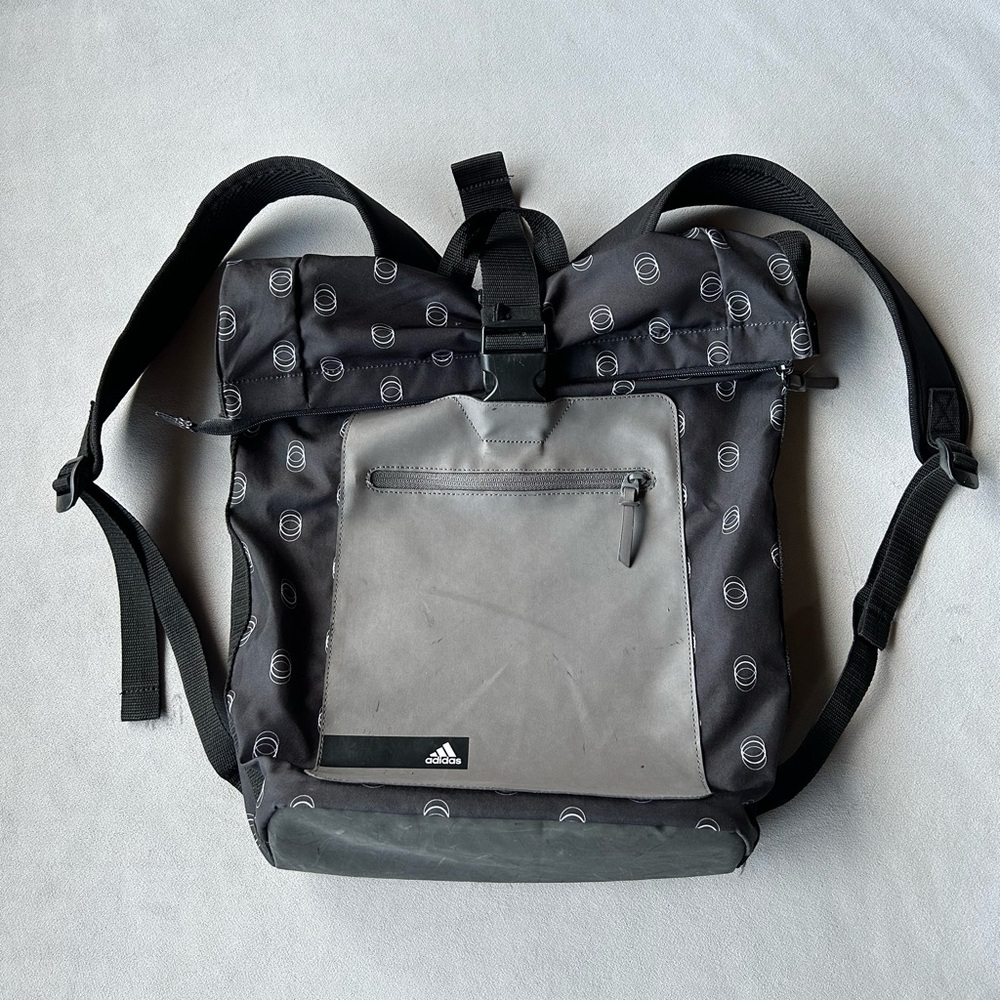 Adidas ~ Roll Top Backpack ~ Black Grey